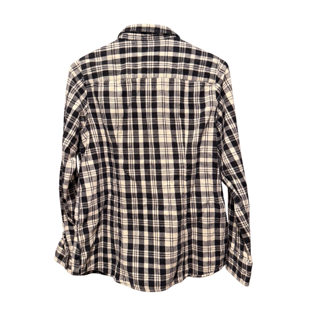 LL Bean Womens M Slightly Fitted Flannel Shirt‎ Black White Plaid Cotton 298090 - Picture 2 of 7
